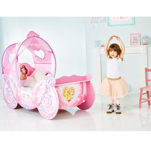 Load image into Gallery viewer, Disney Princess Kids Carriage Toddler Bed with light up canopy Disney4kids