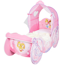 Load image into Gallery viewer, Disney Princess Kids Carriage Toddler Bed with light up canopy Disney4kids