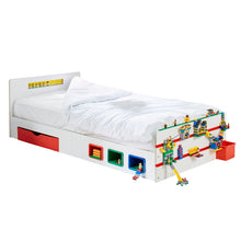 Load image into Gallery viewer, Room 2 Build Kids 2m Single Bed with Storage Drawer and Building Brick Display hello4kids