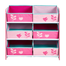Load image into Gallery viewer, Flowers and Birds Kids Bedroom Toy Storage Unit with 6 Bins hello4kids