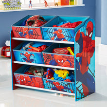 Load image into Gallery viewer, Marvel Spiderman Kids Bedroom Toy Storage Unit with 6 Bins hello4kids