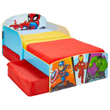 Load image into Gallery viewer, Marvel Superhero Adventures Kids Toddler Bed with Storage Drawers hello4kids
