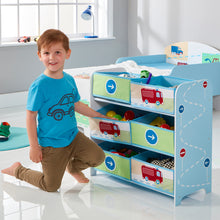 Load image into Gallery viewer, Vehicles Kids Bedroom Toy Storage Unit with 6 Bins hello4kids