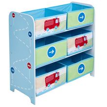 Load image into Gallery viewer, Vehicles Kids Bedroom Toy Storage Unit with 6 Bins hello4kids