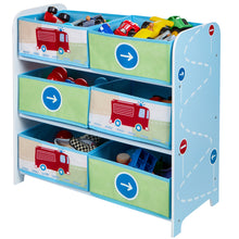 Load image into Gallery viewer, Vehicles Kids Bedroom Toy Storage Unit with 6 Bins hello4kids