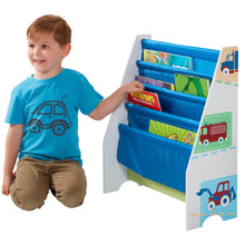 Load image into Gallery viewer, Vehicles Kids Sling Bookcase - Bedroom Book Storage hello4kids