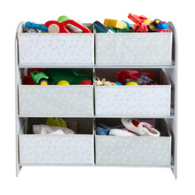 Load image into Gallery viewer, White Kids Bedroom Toy Storage Unit with 6 Bins hello4kids