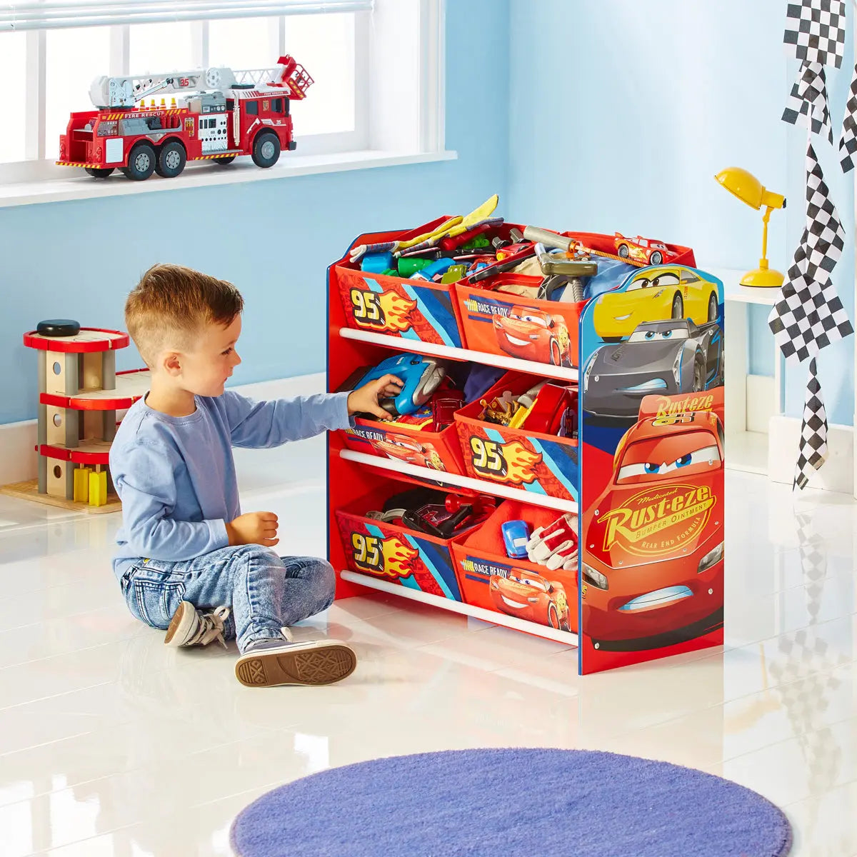 Caja almacenaje infantil de carton modelo cars — Zurione