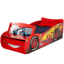Carica l&#39;immagine nel visualizzatore di Gallery, Disney Cars Lightning McQueen Kids Toddler Bed with Storage Drawer and Light Up Windscreen hello4kids
