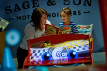 Ladda upp bild till gallerivisning, Disney Cars Lightning McQueen Kids Toddler Bed with Storage Drawer and Light Up Windscreen hello4kids
