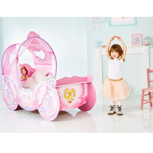 Ielādējiet attēlu galerijas skatītājā, Disney Princess Kids Carriage Toddler Bed with light up canopy Disney4kids

