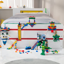 Load image into Gallery viewer, Room 2 Build Kids Single Bed with Storage Drawer and Building Brick Display hello4kids
