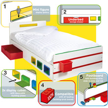 Загрузить изображение в средство просмотра галереи, Room 2 Build Kids Single Bed with Storage Drawer and Building Brick Display hello4kids

