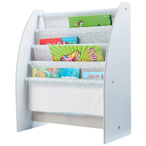 White Kids Sling Bookcase - Bedroom Book Storage hello4kids