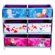Ielādējiet attēlu galerijas skatītājā, Frozen Kids Bedroom Toy Storage Unit with 6 Bins hello4kids
