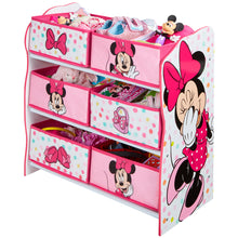 Ielādējiet attēlu galerijas skatītājā, Minnie Mouse Kids Bedroom Toy Storage Unit with 6 Bins hello4kids
