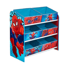 Ielādējiet attēlu galerijas skatītājā, Marvel Spiderman Kids Bedroom Toy Storage Unit with 6 Bins hello4kids
