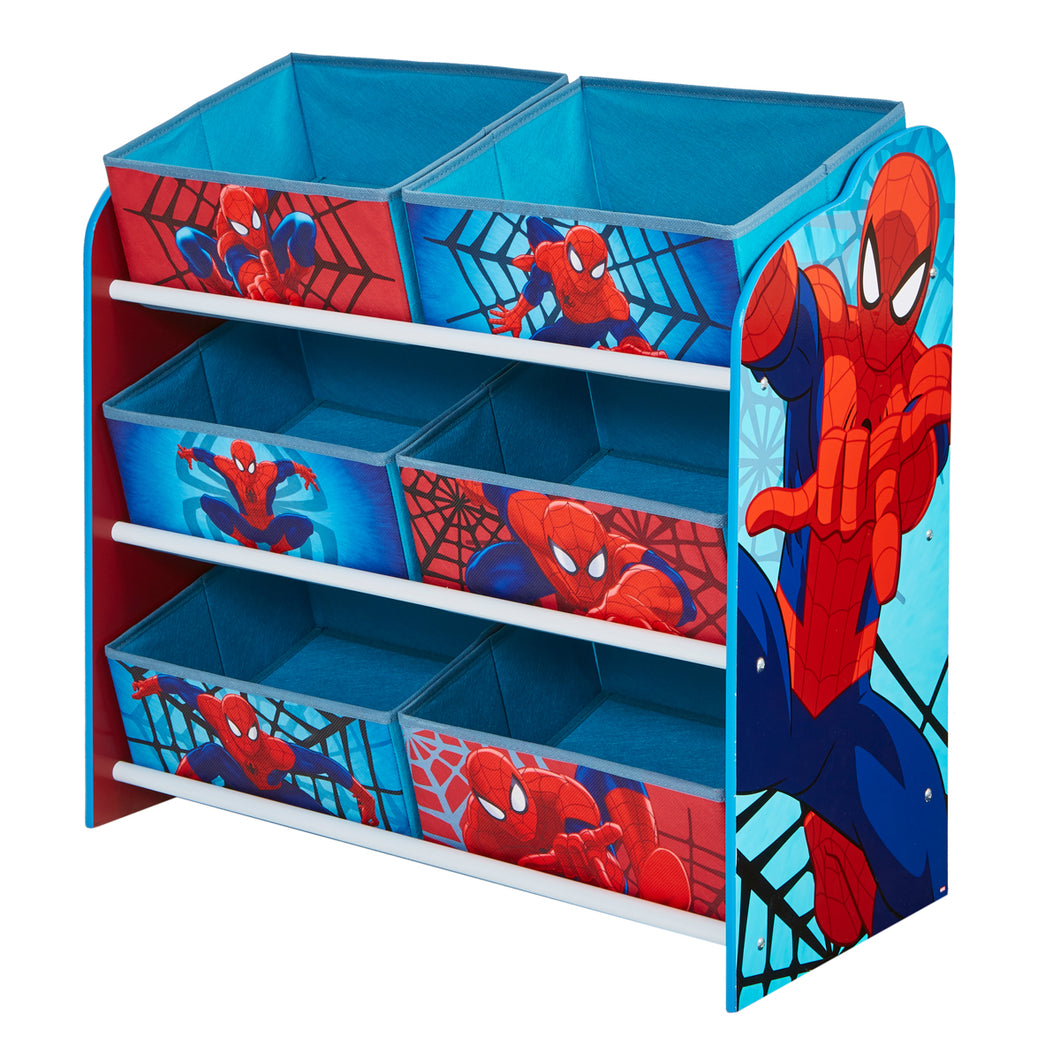 Marvel Spiderman Kids Bedroom Toy Storage Unit with 6 Bins hello4kids