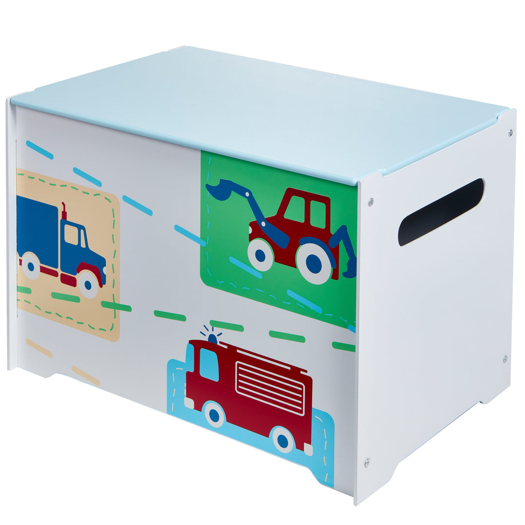 Vehicles Kids Toy Box - Children's Bedroom Storage Chest hello4kids