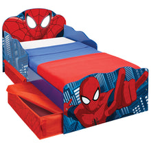 Ielādējiet attēlu galerijas skatītājā, Marvel Spiderman Kids Toddler Bed with Light Up Eyes and Storage Drawers  hello4kids
