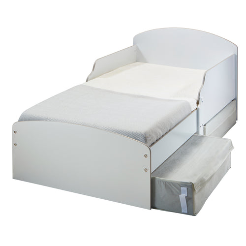 White Kids Toddler Bed with Storage Drawers  hello4kids