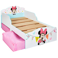 Ielādējiet attēlu galerijas skatītājā, Minnie Mouse Kids Toddler Bed with Storage Drawers hello4kids

