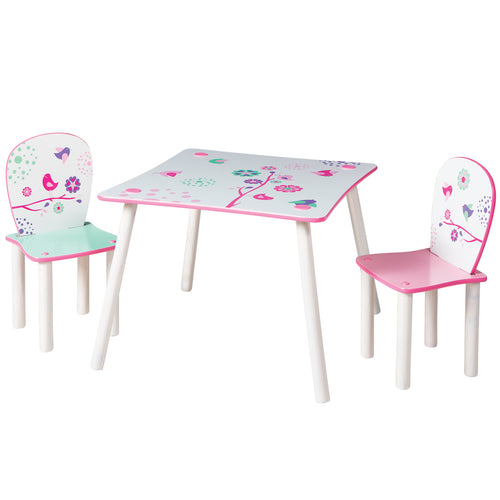 Flowers and Birds Kids Table and 2 Chairs Set Disney4kids