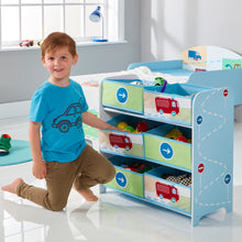 Lataa kuva Galleria-katseluun, Vehicles Kids Bedroom Toy Storage Unit with 6 Bins hello4kids
