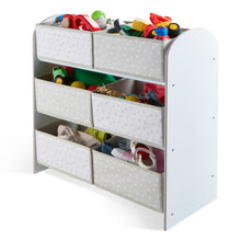 Lataa kuva Galleria-katseluun, White Kids Bedroom Toy Storage Unit with 6 Bins hello4kids
