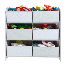 Lataa kuva Galleria-katseluun, White Kids Bedroom Toy Storage Unit with 6 Bins hello4kids

