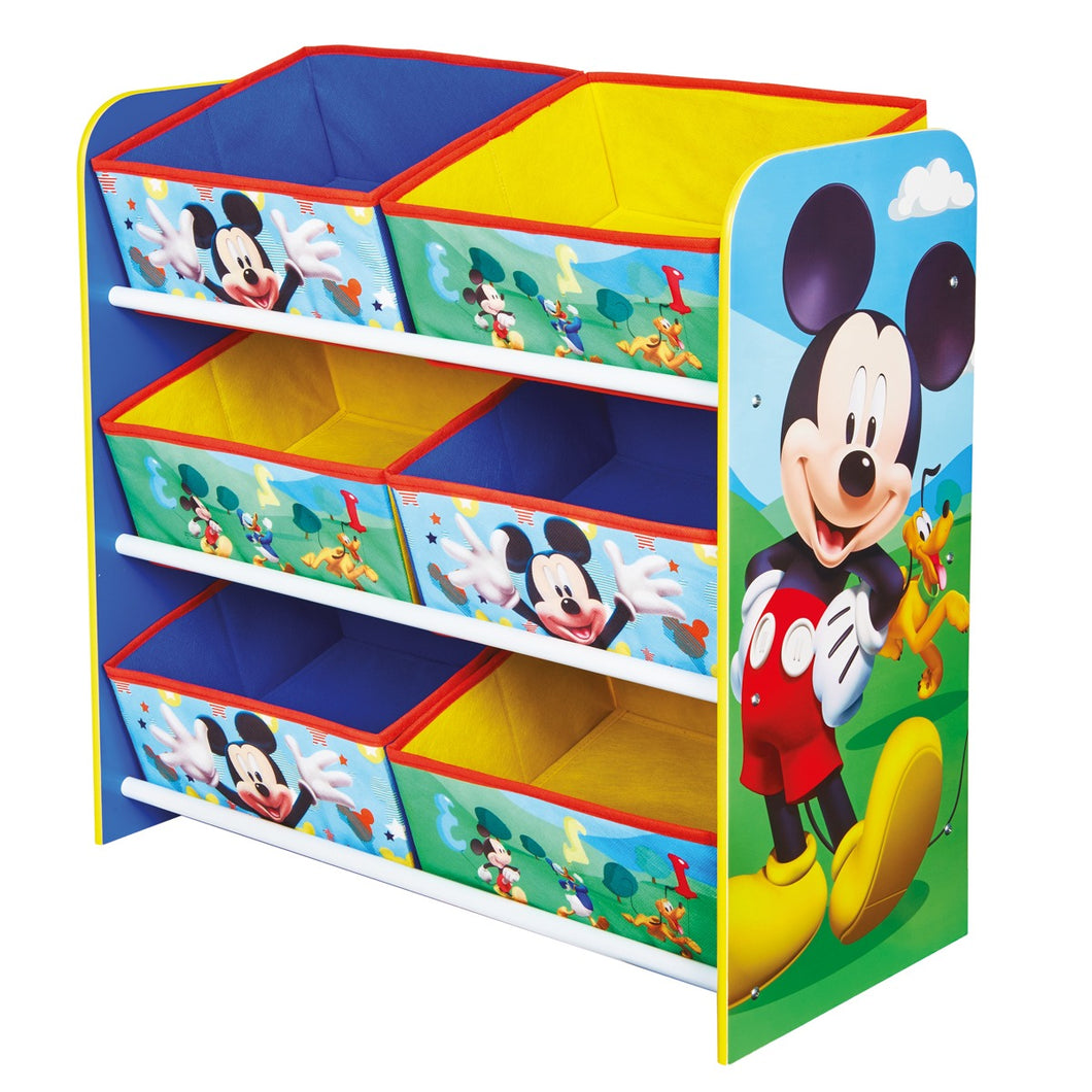 Mickey Mouse Kids Bedroom Toy Storage Unit with 6 Bins Disney4kids