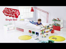 Load and play video in Gallery viewer, Kambarys 2 Build Kids 2 m viengulė lova su sandėliavimo stalčiumi ir statybinių plytų ekranu
